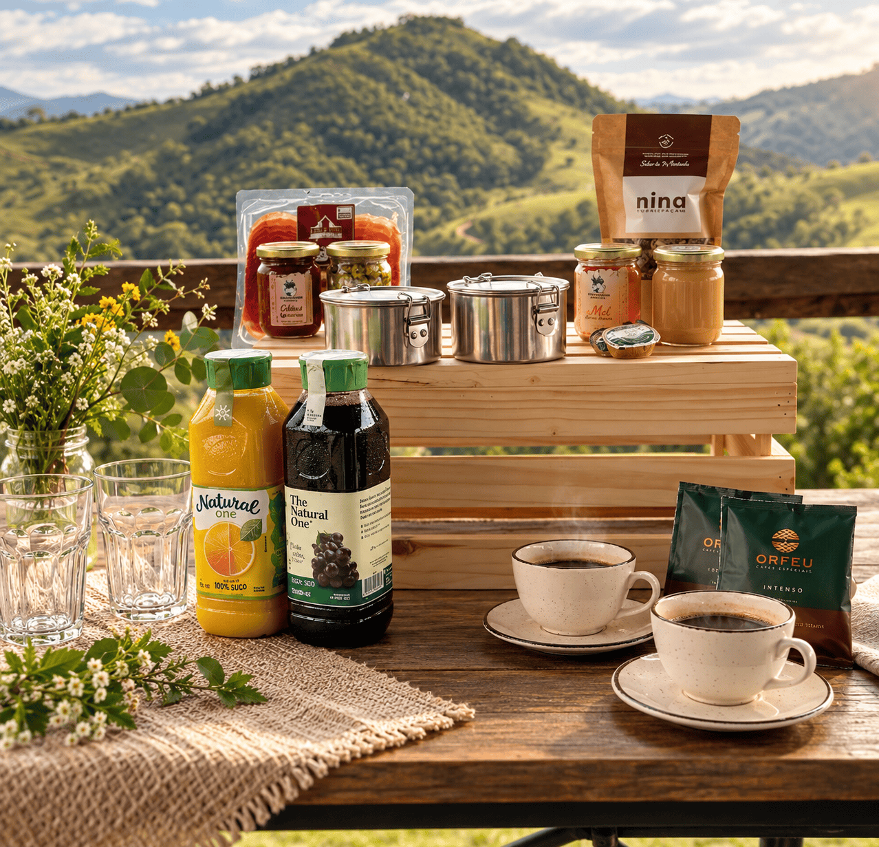Cesta de Produtos Artesanais para Café da Manhã no Monte Ybityara